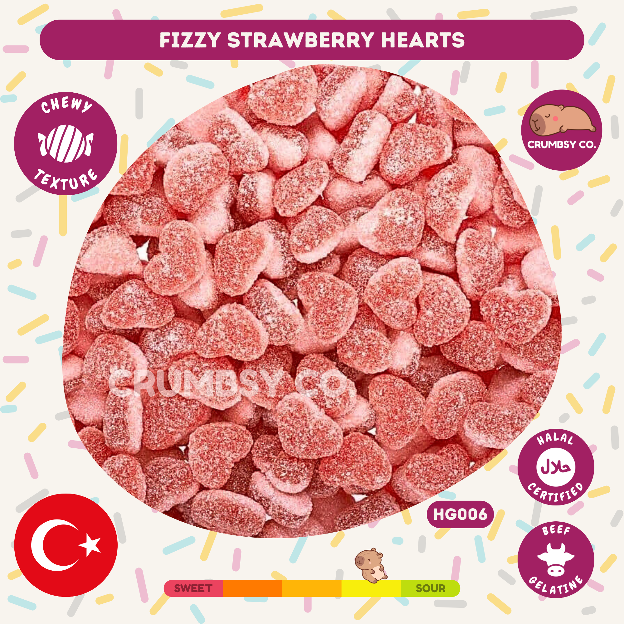 Fizzy Strawberry Hearts