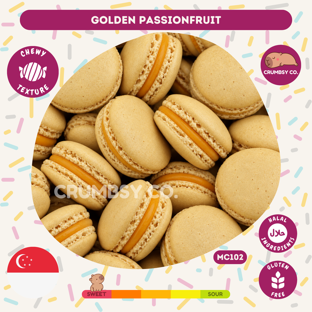 Golden Passionfruit Macarons