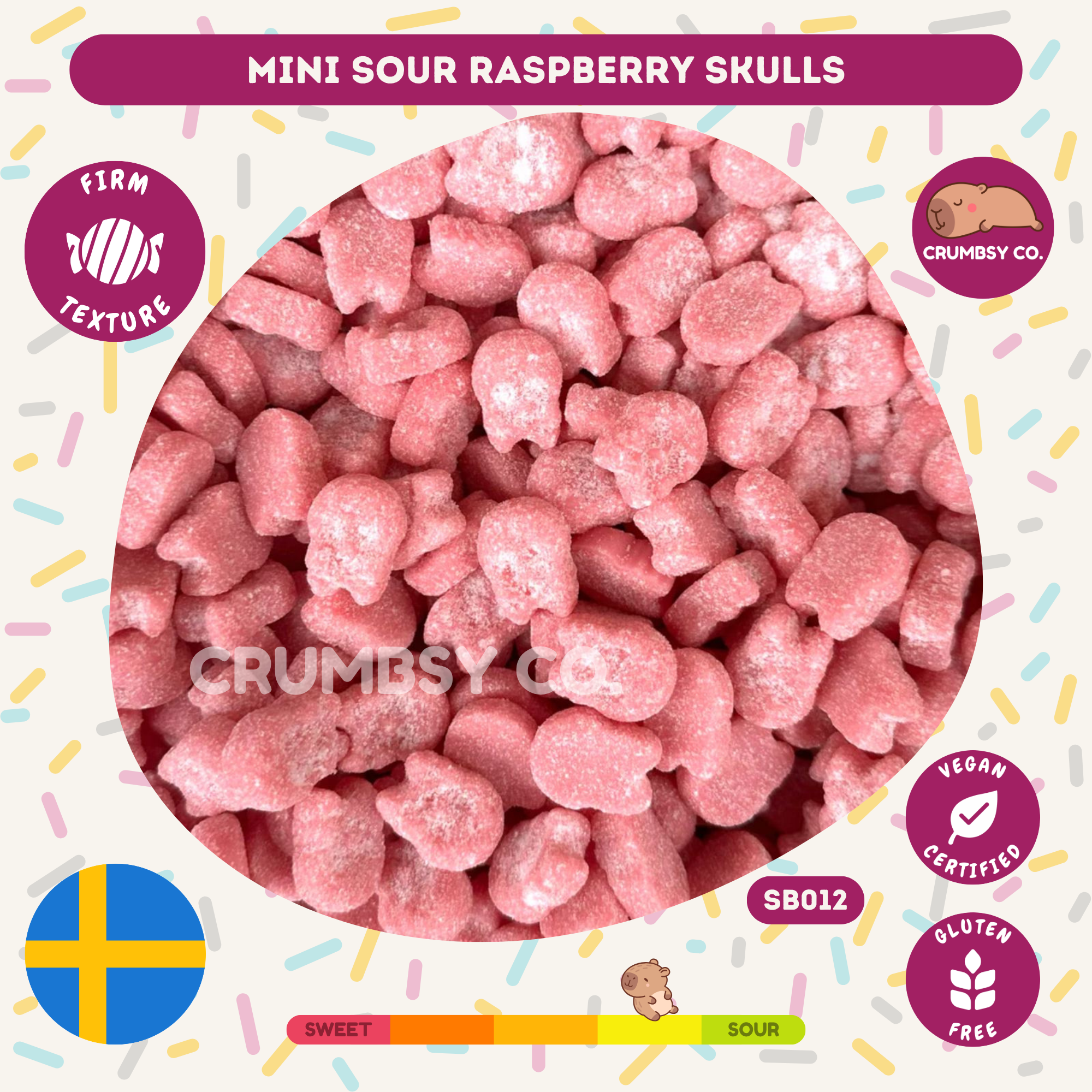 Mini Sour Raspberry Skulls